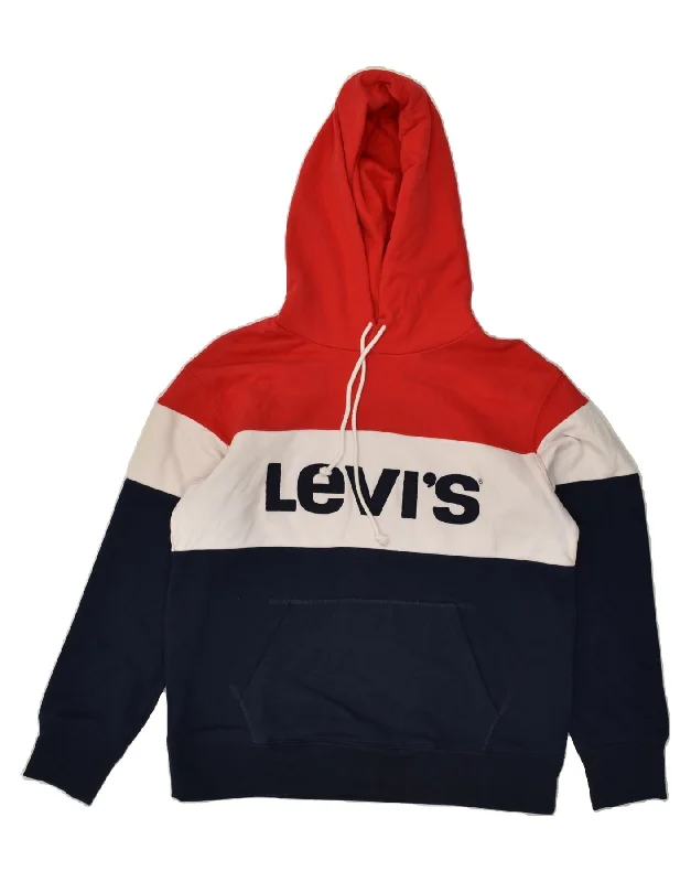 LEVI'S Womens Graphic Hoodie Jumper UK 10 Small Multicoloured Colourblock Hoodie with Tied Waist Feminine Flattering LEVI'S Womens Graphic Hoodie Jumper UK 10 Small Multicoloured Colourblock Hoodie with Tied Waist Feminine Flattering