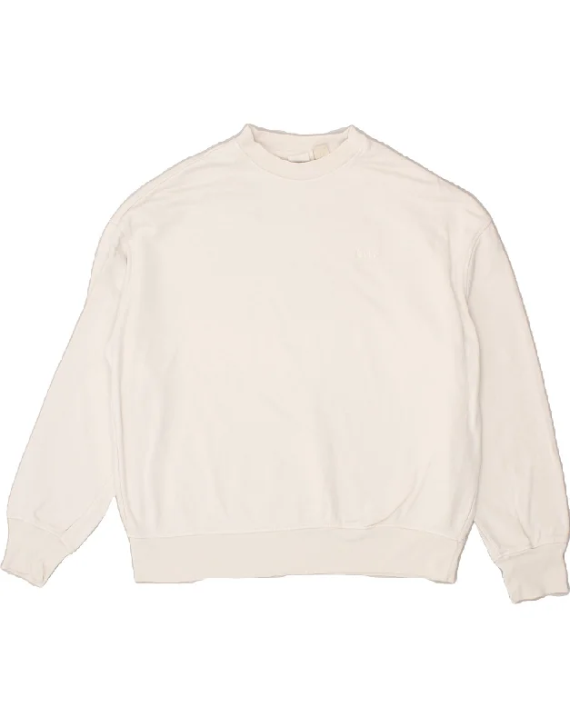 LEVI'S Womens Oversized Sweatshirt Jumper UK 6 XS White Cotton Hoodie with Velcro Closure Adjustable Secure LEVI'S Womens Oversized Sweatshirt Jumper UK 6 XS White Cotton Hoodie with Velcro Closure Adjustable Secure