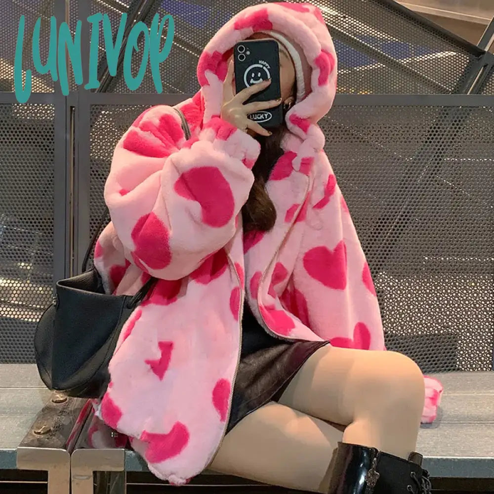 Lunivop Harajuku Heart-shaped Print Plush Jacket Women Winter Korean Long Sleeve Zip Up Hooded Coat Thick Warm Couple Streetwear Hoodies Hoodie with Exposed Zipper Edgy Industrial Lunivop Harajuku Heart-shaped Print Plush Jacket Women Winter Korean Long Sleeve Zip Up Hooded Coat Thick Warm Couple Streetwear Hoodies Hoodie with Exposed Zipper Edgy Industrial