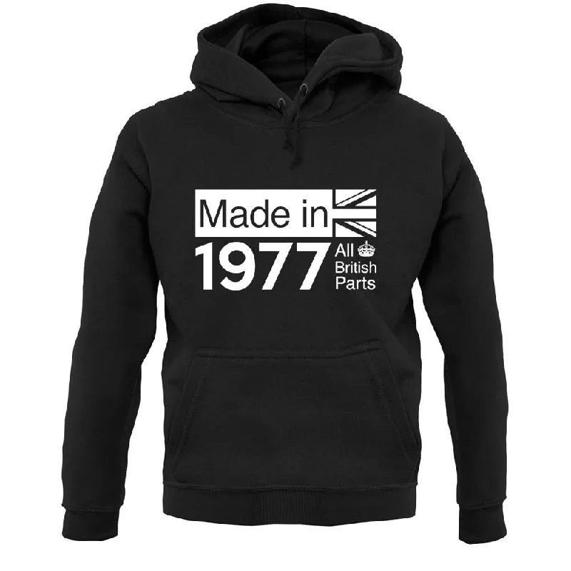 Made In 1977 All British Parts Crown Unisex Hoodie Hoodie with Elastic Cuffs Stretchable Comfortable Made In 1977 All British Parts Crown Unisex Hoodie Hoodie with Elastic Cuffs Stretchable Comfortable