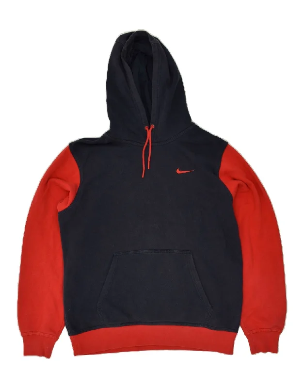 NIKE Mens Hoodie Jumper Medium Navy Blue Colourblock Cotton Hoodie with Mesh Breathable Sporty NIKE Mens Hoodie Jumper Medium Navy Blue Colourblock Cotton Hoodie with Mesh Breathable Sporty