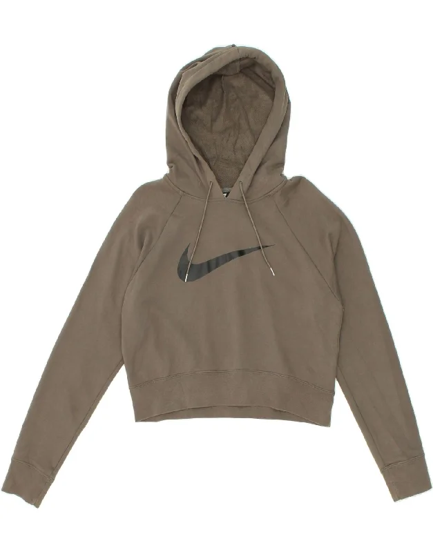 NIKE Womens Graphic Crop Hoodie Jumper UK 14 Large Grey Cotton Hoodie with Drop Shoulder Relaxed Streetwear NIKE Womens Graphic Crop Hoodie Jumper UK 14 Large Grey Cotton Hoodie with Drop Shoulder Relaxed Streetwear