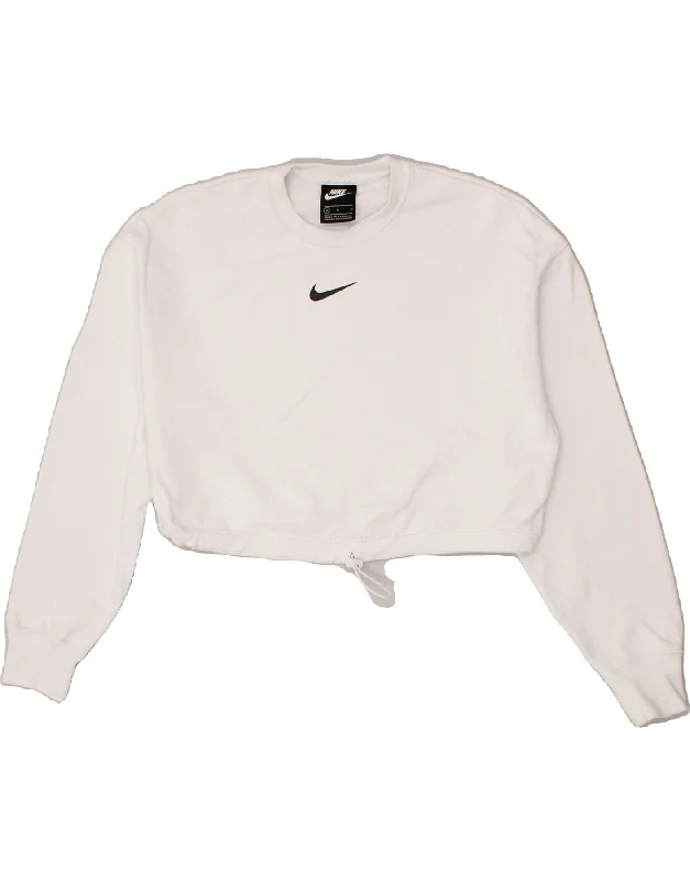 NIKE Womens Oversized Crop Graphic Sweatshirt Jumper UK 14 Medium White Hoodie with Gradient Ombre Colorful NIKE Womens Oversized Crop Graphic Sweatshirt Jumper UK 14 Medium White Hoodie with Gradient Ombre Colorful