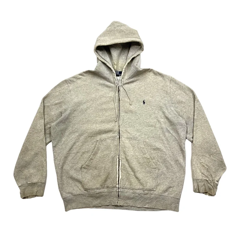 Polo By Ralph Lauren Full Zip Hoodie | Vintage 90s Designer Hoody Grey XL VTG Hoodie with Hem Contrast Bold Stylish Polo By Ralph Lauren Full Zip Hoodie | Vintage 90s Designer Hoody Grey XL VTG Hoodie with Hem Contrast Bold Stylish