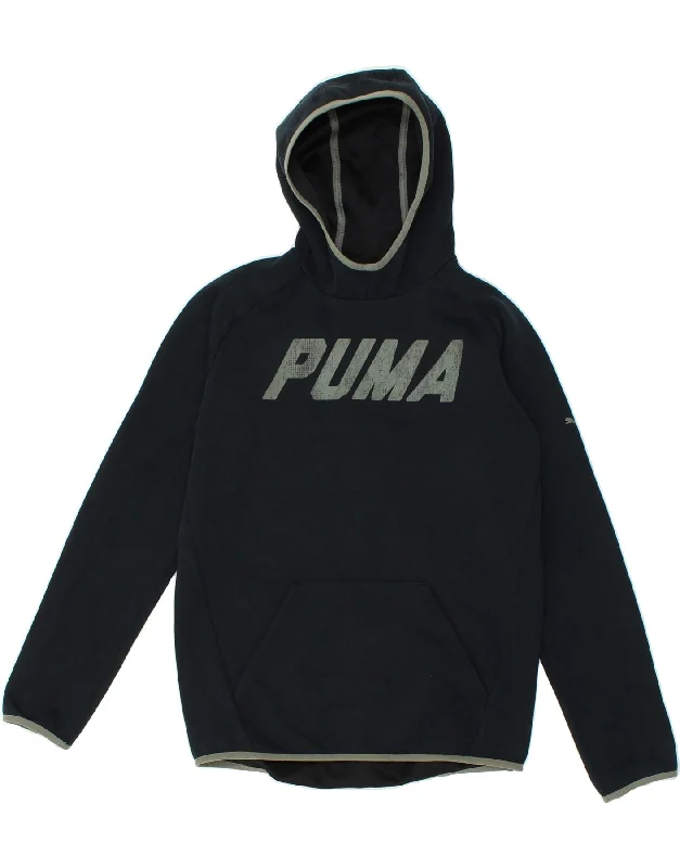 PUMA Boys Graphic Hoodie Jumper 15-16 Years Navy Blue Hoodie with Pastel Soft Subtle PUMA Boys Graphic Hoodie Jumper 15-16 Years Navy Blue Hoodie with Pastel Soft Subtle