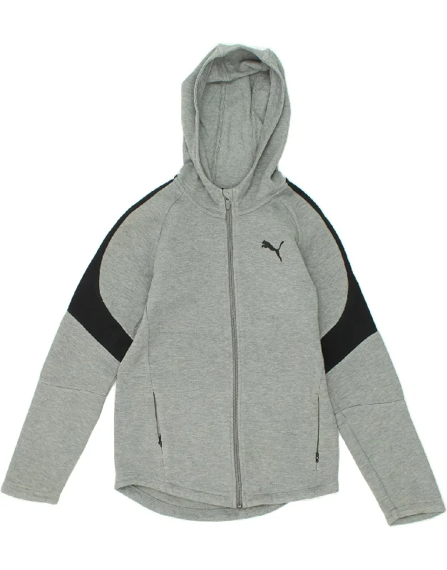 PUMA Boys Zip Hoodie Sweater 13-14 Years Grey Colourblock Cotton Hoodie with Drop Shoulder Relaxed Streetwear PUMA Boys Zip Hoodie Sweater 13-14 Years Grey Colourblock Cotton Hoodie with Drop Shoulder Relaxed Streetwear