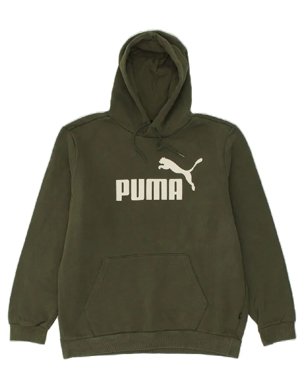 PUMA Mens Graphic Hoodie Jumper Large Green Cotton Hoodie with Drop Shoulder Relaxed Streetwear PUMA Mens Graphic Hoodie Jumper Large Green Cotton Hoodie with Drop Shoulder Relaxed Streetwear