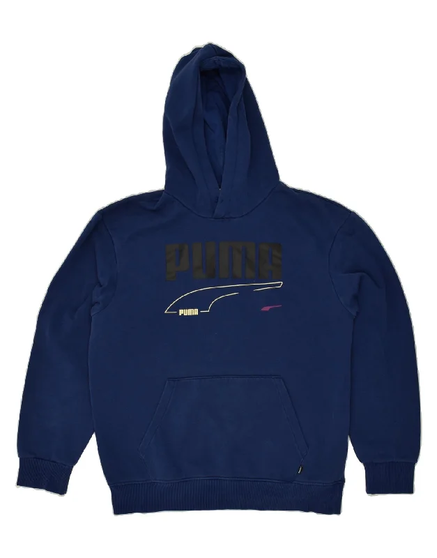 PUMA Mens Graphic Hoodie Jumper Medium Navy Blue Hoodie with Magnetic Closure Innovative Modern PUMA Mens Graphic Hoodie Jumper Medium Navy Blue Hoodie with Magnetic Closure Innovative Modern