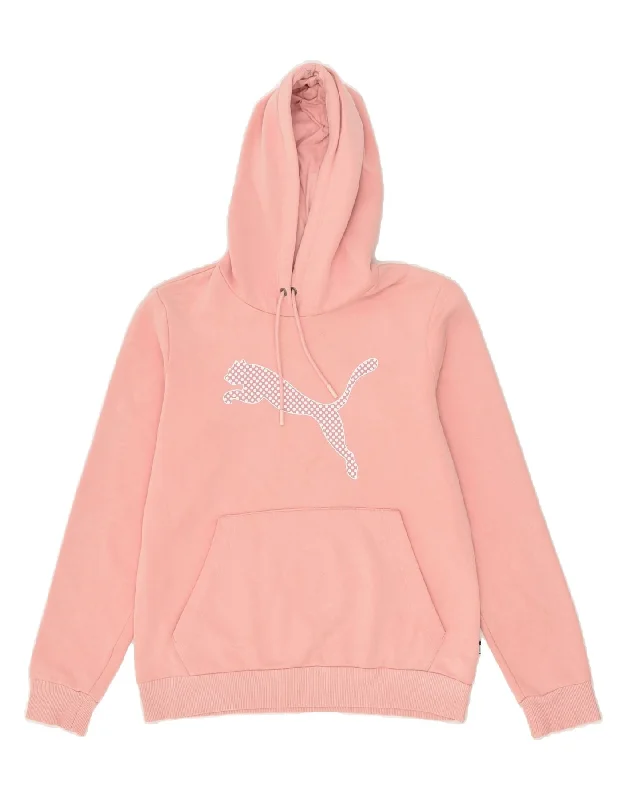 PUMA Womens Graphic Hoodie Jumper UK 14 Medium Pink Cotton Hoodie with High Neck Warm Protective PUMA Womens Graphic Hoodie Jumper UK 14 Medium Pink Cotton Hoodie with High Neck Warm Protective