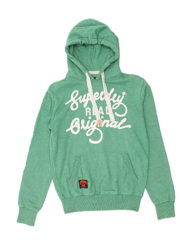 SUPERDRY Mens Graphic Hoodie Jumper Small Green Cotton Hoodie with Snap Buttons Easy Quick SUPERDRY Mens Graphic Hoodie Jumper Small Green Cotton Hoodie with Snap Buttons Easy Quick
