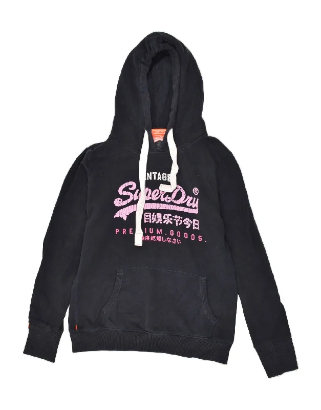 SUPERDRY Womens Graphic Hoodie Jumper UK 16 Large Black Cotton Hoodie with Camouflage Military Edgy SUPERDRY Womens Graphic Hoodie Jumper UK 16 Large Black Cotton Hoodie with Camouflage Military Edgy