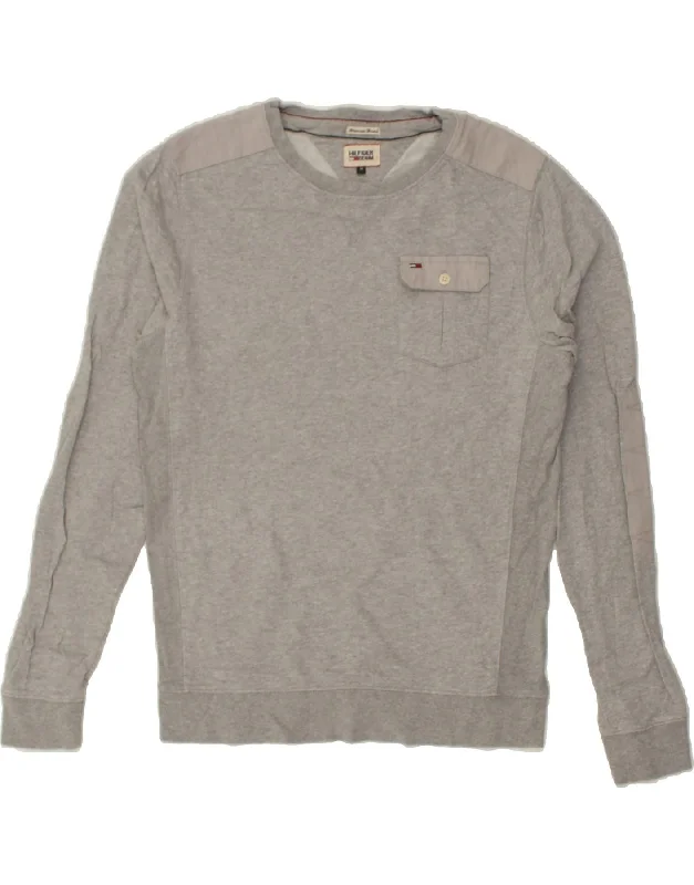 TOMMY HILFIGER Mens Sweatshirt Jumper Medium Grey Cotton Hoodie with Longline Fit Extended Stylish TOMMY HILFIGER Mens Sweatshirt Jumper Medium Grey Cotton Hoodie with Longline Fit Extended Stylish