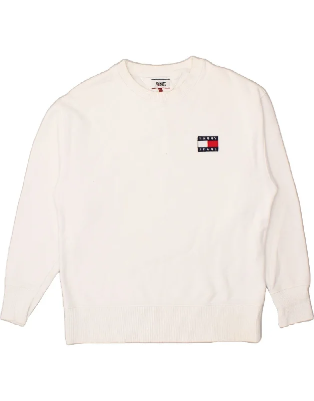 TOMMY HILFIGER Mens Sweatshirt Jumper XL White Cotton Hoodie with Hem Drawcord Adjustable Customizable TOMMY HILFIGER Mens Sweatshirt Jumper XL White Cotton Hoodie with Hem Drawcord Adjustable Customizable
