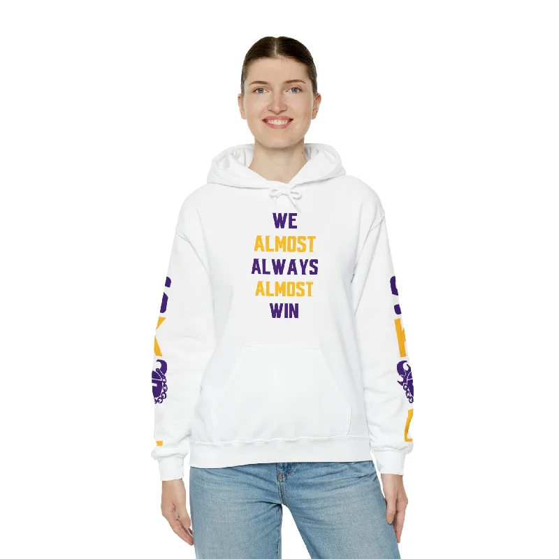Unisex Heavy Blend™ Hooded Sweatshirt - ALMOST + Original (Sleeves) Hoodie with Hem Embroidery Detailed Premium Unisex Heavy Blend™ Hooded Sweatshirt - ALMOST + Original (Sleeves) Hoodie with Hem Embroidery Detailed Premium