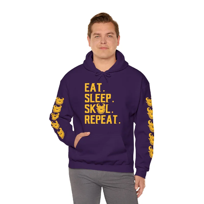 Unisex Heavy Blend™ Hooded Sweatshirt - Eat. Sleep. Repeat. + Game Day Helmet (Sleeves) Hoodie with Button Placket Classic Preppy Unisex Heavy Blend™ Hooded Sweatshirt - Eat. Sleep. Repeat. + Game Day Helmet (Sleeves) Hoodie with Button Placket Classic Preppy