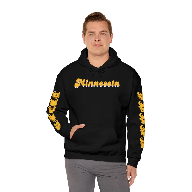Unisex Heavy Blend™ Hooded Sweatshirt - Minnesota (Retro) + Game Day Helmet (Sleeves) Hoodie with Elastic Cuffs Stretchable Comfortable Unisex Heavy Blend™ Hooded Sweatshirt - Minnesota (Retro) + Game Day Helmet (Sleeves) Hoodie with Elastic Cuffs Stretchable Comfortable