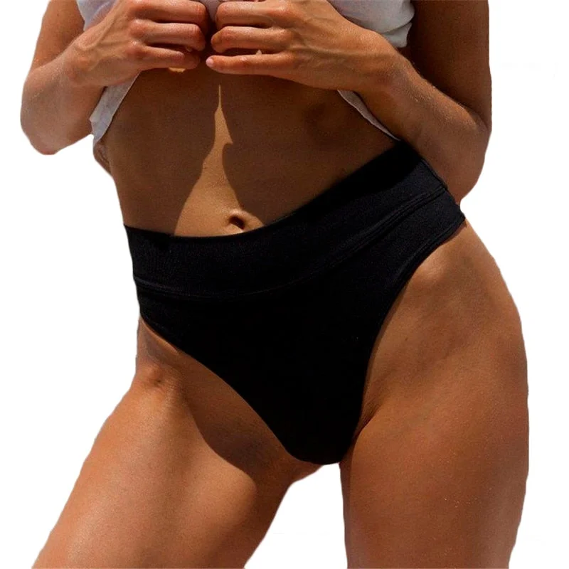 2019 Women Vintage Bikini Panties High Waist Swimwear Bottom Solid Color Female V Cheeky Swimsuit Briefs Beachwear Bathing Suits Beachy Ruffle Bikini 2019 Women Vintage Bikini Panties High Waist Swimwear Bottom Solid Color Female V Cheeky Swimsuit Briefs Beachwear Bathing Suits Beachy Ruffle Bikini