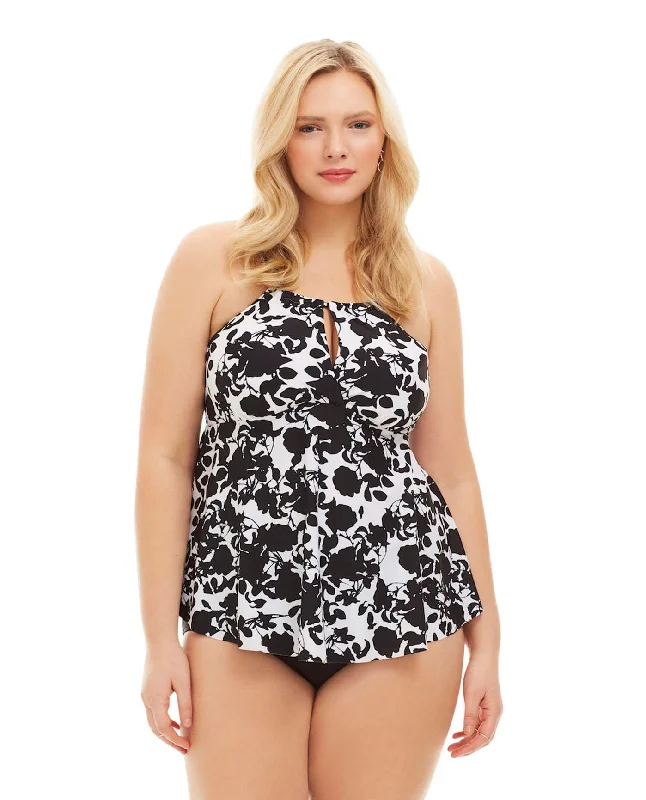 Always For Me Black and White Beach Flower Plus Size Tankini Top with Matching Tankini Bottom Full Coverage Swimsuit Always For Me Black and White Beach Flower Plus Size Tankini Top with Matching Tankini Bottom Full Coverage Swimsuit