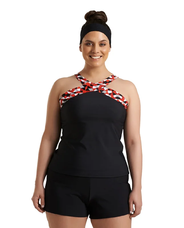 Always For Me Black Plus Size Traycee Criss Cross Underwire Tankini Top Reversible Bikini Set Always For Me Black Plus Size Traycee Criss Cross Underwire Tankini Top Reversible Bikini Set