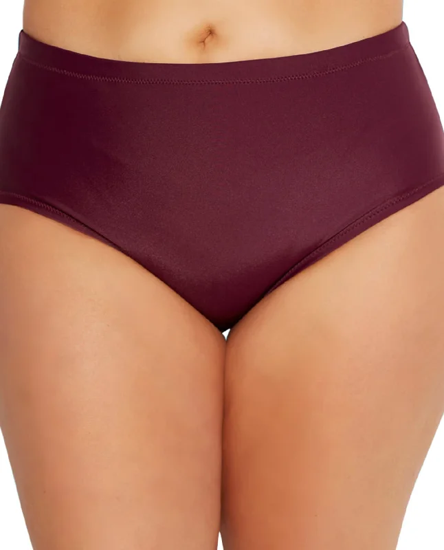 Raisins Curve St Vincent Mid Rise Plus Size Swim Brief in Maroon Button-Front Swimsuit Raisins Curve St Vincent Mid Rise Plus Size Swim Brief in Maroon Button-Front Swimsuit