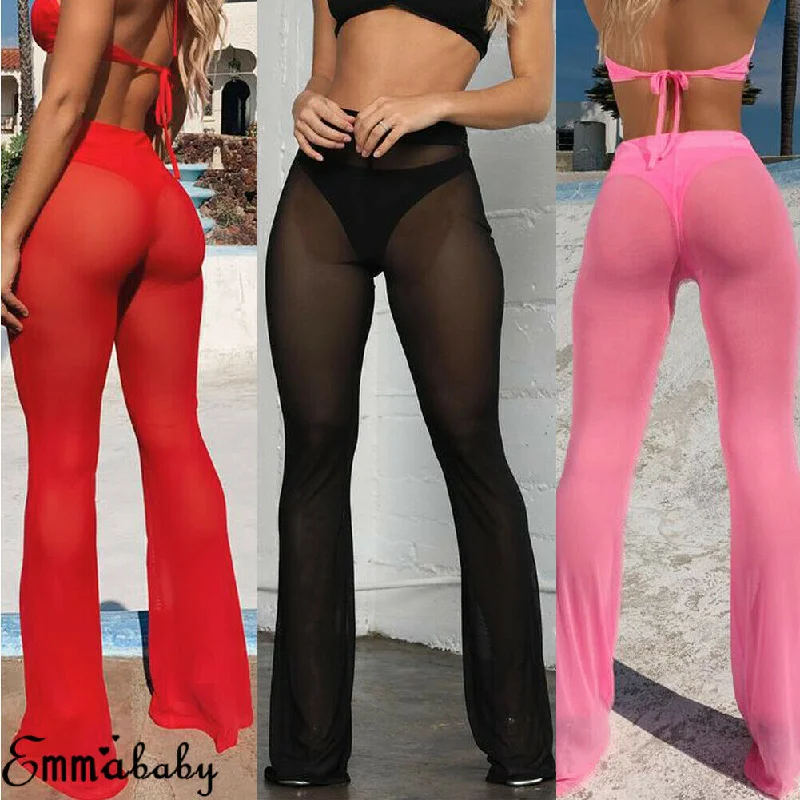 Summer Women See-Through Bikini Cover Up Sexy Long Pant Mesh Fishnet Bottom Cover Ups Ladies Fashion Swimwear Bathing Cross-Back Bikini Summer Women See-Through Bikini Cover Up Sexy Long Pant Mesh Fishnet Bottom Cover Ups Ladies Fashion Swimwear Bathing Cross-Back Bikini