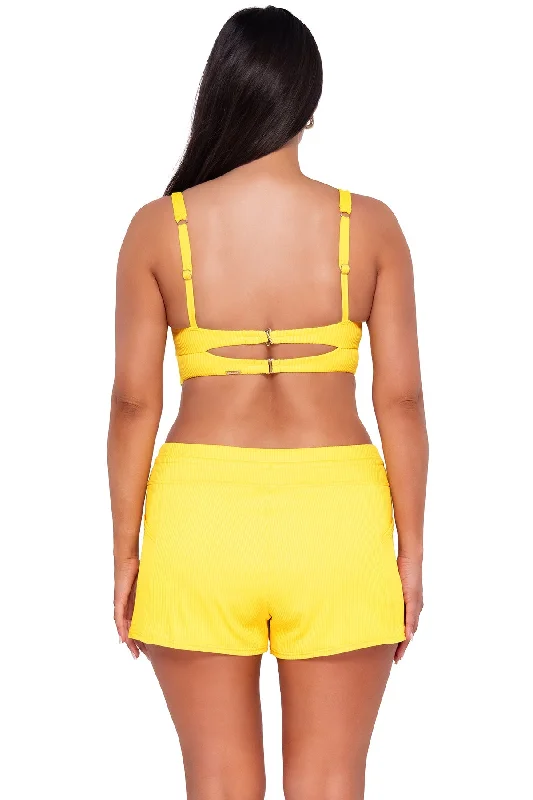 Sunsets Women's Swimwear Escape Lemon Zest Sandbar Rib Laguna Swim Short Bikini Bottom High-Waisted Swimwear Sunsets Women's Swimwear Escape Lemon Zest Sandbar Rib Laguna Swim Short Bikini Bottom High-Waisted Swimwear