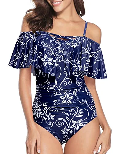Vintage Ruffle One Piece Swimsuits for Women Off Shoulder Swimwear Sporty Swimsuit Style Vintage Ruffle One Piece Swimsuits for Women Off Shoulder Swimwear Sporty Swimsuit Style