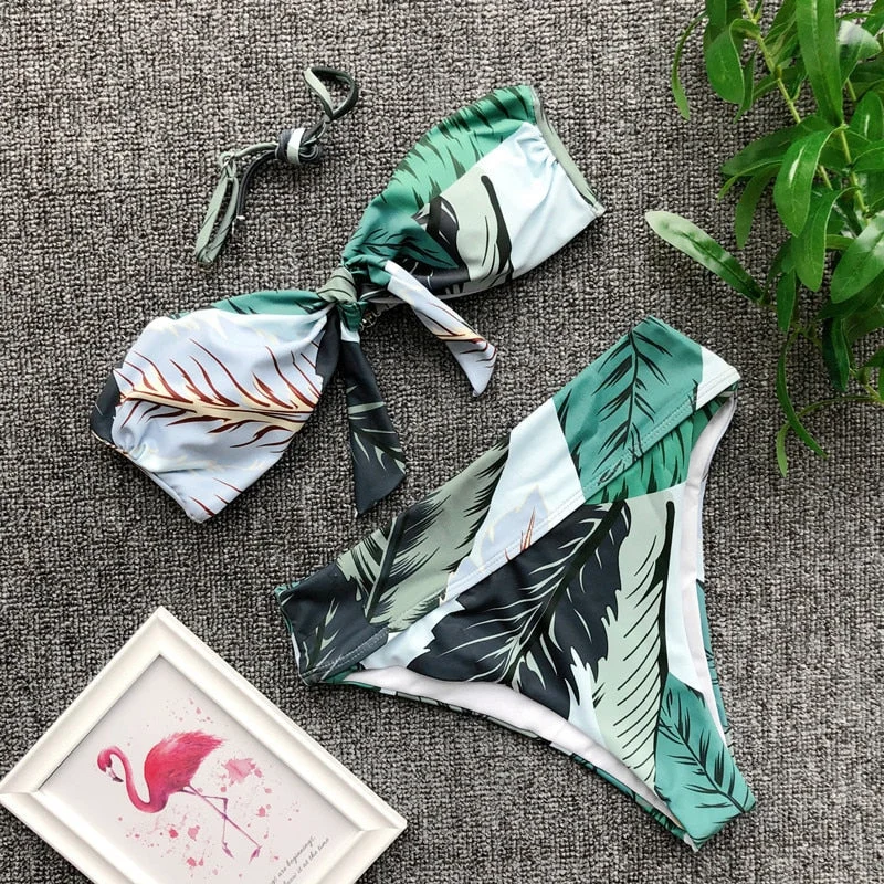 Women Bikini Set Thong Bottom High Waist Swimwear Bandeau Bikini Sets Beachwear Swimsuit Reversible Bikini Set Women Bikini Set Thong Bottom High Waist Swimwear Bandeau Bikini Sets Beachwear Swimsuit Reversible Bikini Set