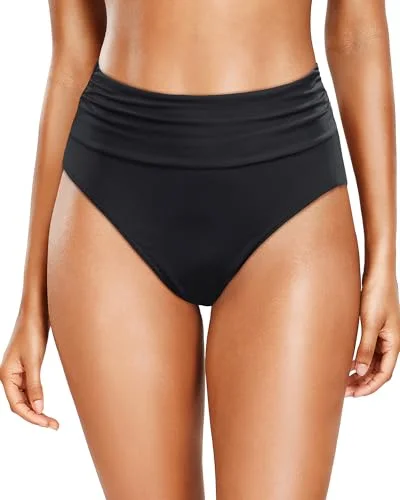 Women High Waisted Tummy Control Bikini Bottoms Ruched Bathing Suit Swim Bottom High Cut V-Neck Swim Dress Women High Waisted Tummy Control Bikini Bottoms Ruched Bathing Suit Swim Bottom High Cut V-Neck Swim Dress