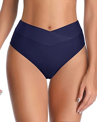 Tummy Control High Waisted Swim Bottom High Cut Tankini Brief-Navy Blue Monokini Swimsuit Design Tummy Control High Waisted Swim Bottom High Cut Tankini Brief-Navy Blue Monokini Swimsuit Design