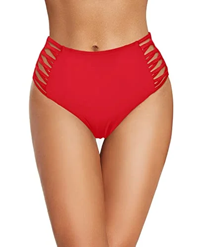 Retro Plus Size High Waisted Strappy Lace Up Swim Bottom-Red Classic Two-Piece Bikini Retro Plus Size High Waisted Strappy Lace Up Swim Bottom-Red Classic Two-Piece Bikini