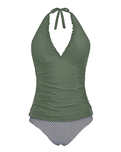Ruched Tankini Top With Bikini Bottoms Tummy Control Tankini Swimsuits-Navy Blue Sexy Monokini Swimsuit Ruched Tankini Top With Bikini Bottoms Tummy Control Tankini Swimsuits-Navy Blue Sexy Monokini Swimsuit