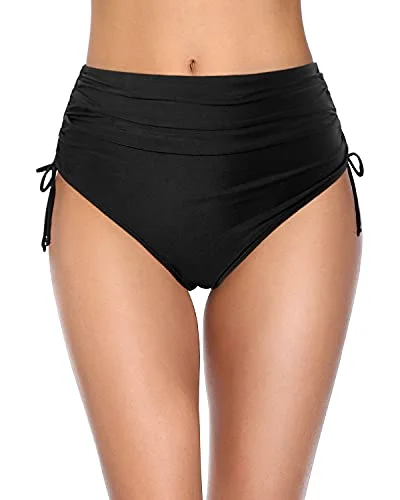 Ladies Full Coverage High Waisted Swimsuit Bikini Bottoms-Black Shiny One-Piece Swimsuit Ladies Full Coverage High Waisted Swimsuit Bikini Bottoms-Black Shiny One-Piece Swimsuit