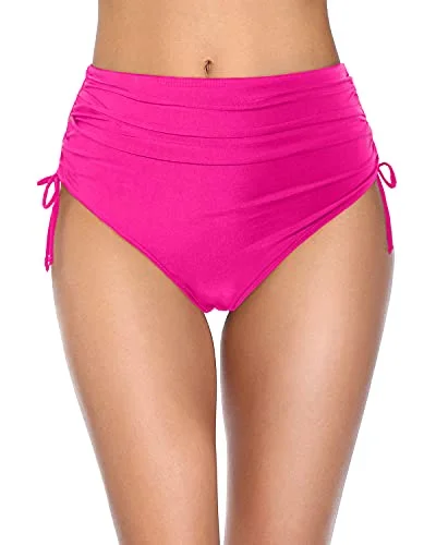 Women's High Waisted Full Coverage Swim Bottom Bikini Bottoms-Neon Pink Vibrant Bikini Design Women's High Waisted Full Coverage Swim Bottom Bikini Bottoms-Neon Pink Vibrant Bikini Design