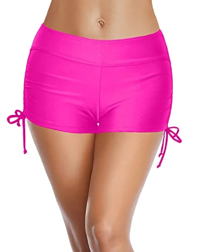 Mid Waisted Board Shorts For Women Swim Bathing Suit Shorts-Neon Pink Comfortable Swim Dress Mid Waisted Board Shorts For Women Swim Bathing Suit Shorts-Neon Pink Comfortable Swim Dress