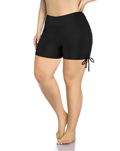 Board Swim Shorts Slim Look Plus Size High Waisted Swimsuit Shorts-Black Elegant Halter Bikini Board Swim Shorts Slim Look Plus Size High Waisted Swimsuit Shorts-Black Elegant Halter Bikini