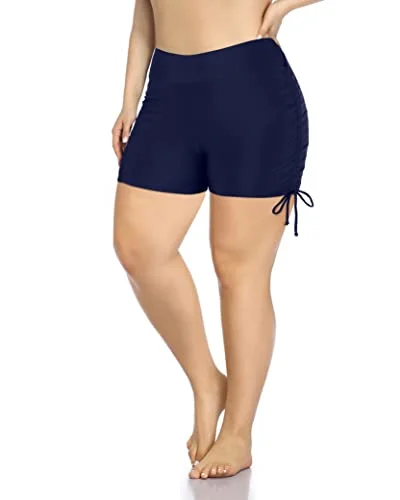 Tummy Control Bathing Suit Bottoms Plus Size Swim Shorts-Navy Blue Stylish Cover-Up Set Tummy Control Bathing Suit Bottoms Plus Size Swim Shorts-Navy Blue Stylish Cover-Up Set