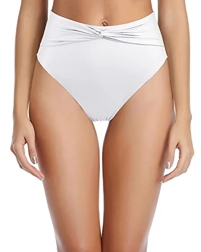 Women's Ruched High Waisted Swim Bottom For Tummy Control-White Plus-Size Bikini Set Women's Ruched High Waisted Swim Bottom For Tummy Control-White Plus-Size Bikini Set