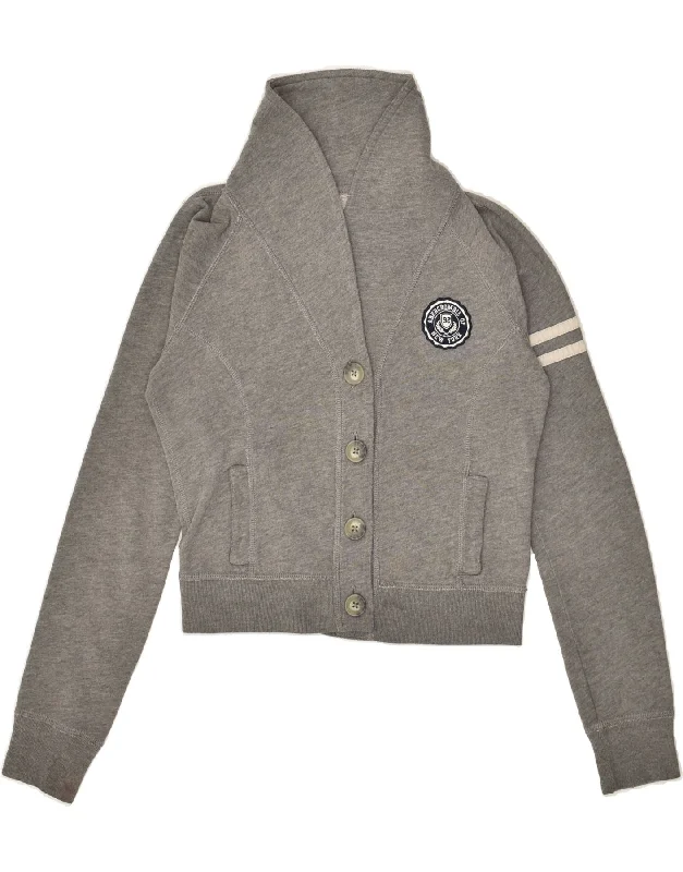 ABERCROMBIE & FITCH Womens Tracksuit Top Jacket UK 10 Small Grey Cotton Collared Jacket Crew Neck Jacket Turtle Neck Jacket ABERCROMBIE & FITCH Womens Tracksuit Top Jacket UK 10 Small Grey Cotton Collared Jacket Crew Neck Jacket Turtle Neck Jacket
