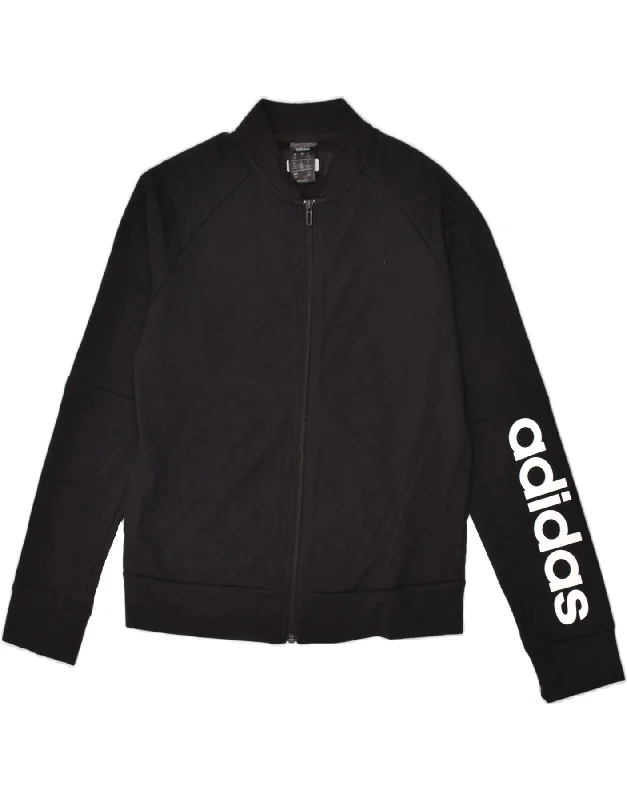 ADIDAS Womens Graphic Tracksuit Top Jacket UK 12/14 Medium Black Cotton Tiered Jacket Buttoned Jacket Zippered Jacket ADIDAS Womens Graphic Tracksuit Top Jacket UK 12/14 Medium Black Cotton Tiered Jacket Buttoned Jacket Zippered Jacket