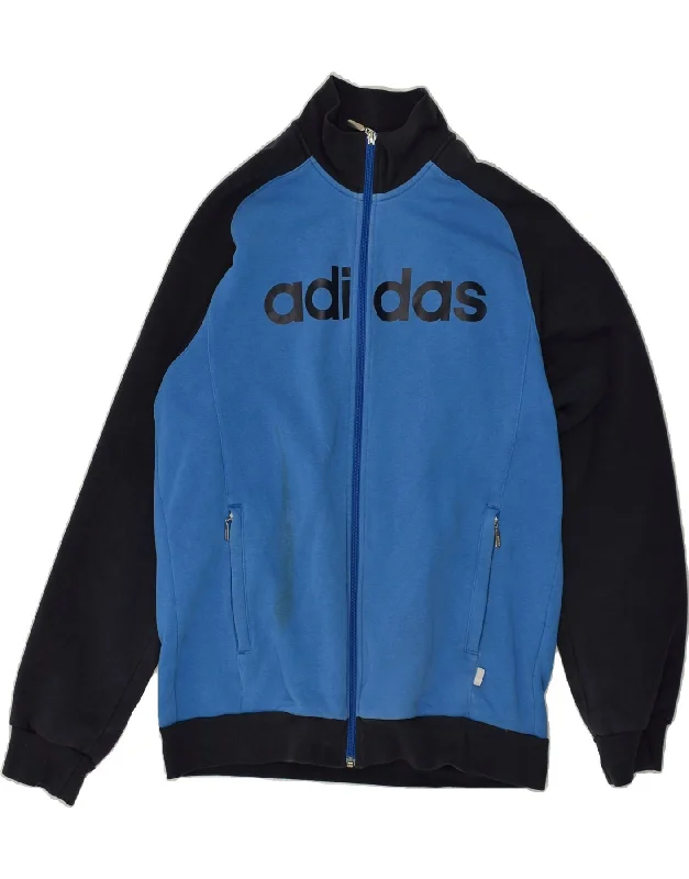 ADIDAS Womens Graphic Tracksuit Top Jacket UK 14 Medium Blue Cotton Hooded Jacket Caped Jacket Shawl Collar Jacket ADIDAS Womens Graphic Tracksuit Top Jacket UK 14 Medium Blue Cotton Hooded Jacket Caped Jacket Shawl Collar Jacket