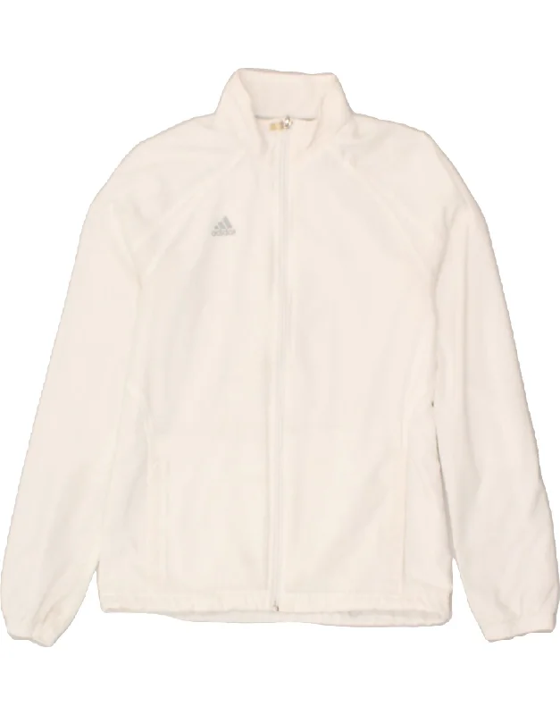 ADIDAS Womens Tracksuit Top Jacket UK 10 Small White Polyester Boat Neck Shawl Collar Notched Collar ADIDAS Womens Tracksuit Top Jacket UK 10 Small White Polyester Boat Neck Shawl Collar Notched Collar