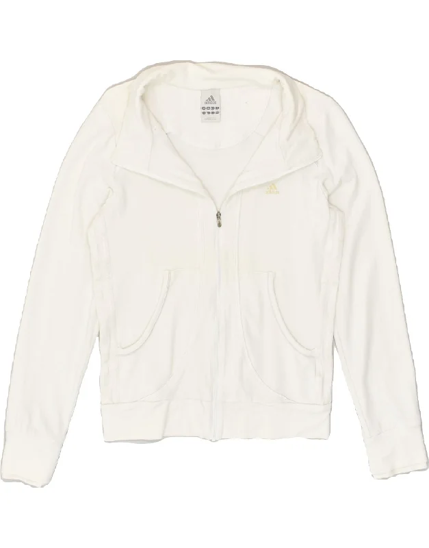 ADIDAS Womens Tracksuit Top Jacket UK 12 Medium White Cotton Hoodie Zip-Up Jacket Button-Up Jacket ADIDAS Womens Tracksuit Top Jacket UK 12 Medium White Cotton Hoodie Zip-Up Jacket Button-Up Jacket