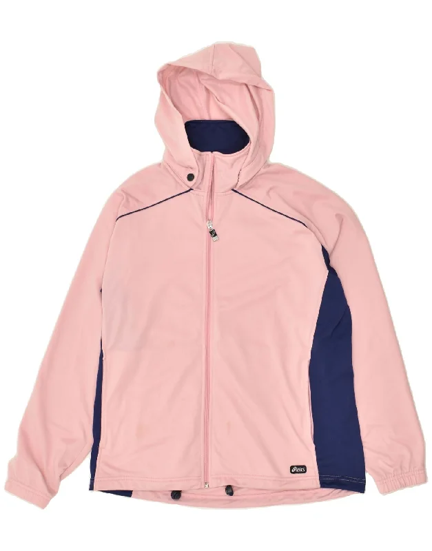 ASICS Womens Hooded Tracksuit Top Jacket UK 18 XL Pink Colourblock Satin Fabric Silk Fabric Chiffon Fabric ASICS Womens Hooded Tracksuit Top Jacket UK 18 XL Pink Colourblock Satin Fabric Silk Fabric Chiffon Fabric