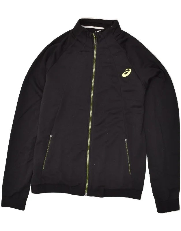 ASICS Womens Tracksuit Top Jacket UK 14 Medium Black Polyester Front Pockets Side Pockets Patch Pockets ASICS Womens Tracksuit Top Jacket UK 14 Medium Black Polyester Front Pockets Side Pockets Patch Pockets