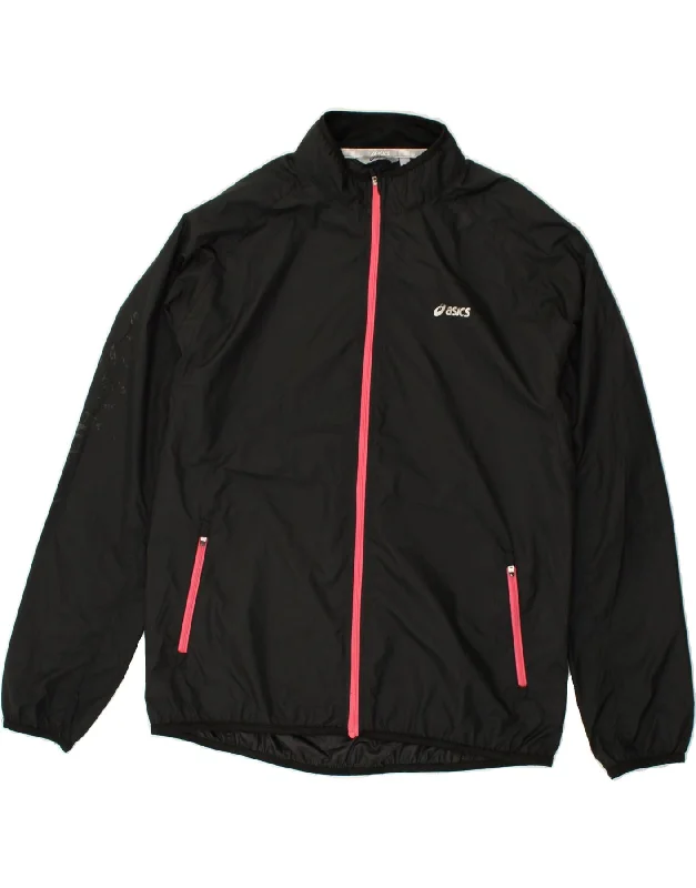 ASICS Womens Tracksuit Top Jacket UK 18 XL Black Polyester Zippered Front Buttoned Front Snap Front ASICS Womens Tracksuit Top Jacket UK 18 XL Black Polyester Zippered Front Buttoned Front Snap Front