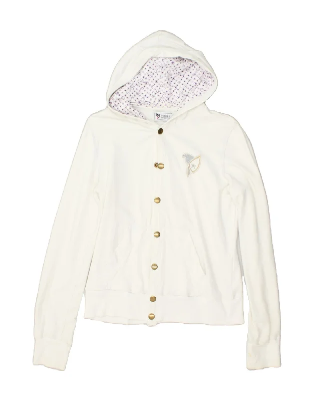 AVIREX Womens Hooded Tracksuit Top Jacket UK 14 Large Off White Cotton Hooded Jacket Caped Jacket Shawl Collar Jacket AVIREX Womens Hooded Tracksuit Top Jacket UK 14 Large Off White Cotton Hooded Jacket Caped Jacket Shawl Collar Jacket