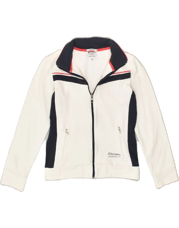 CHAMPION Womens Heritage Fit Tracksuit Top Jacket UK 10 Small White A-Line Jacket Boat Neck Shawl Collar CHAMPION Womens Heritage Fit Tracksuit Top Jacket UK 10 Small White A-Line Jacket Boat Neck Shawl Collar