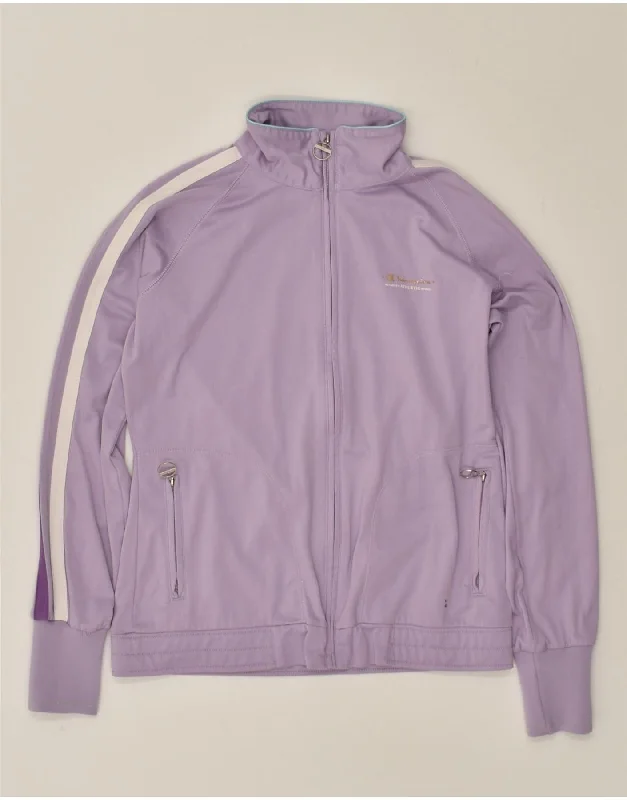 CHAMPION Womens Heritage Fit Tracksuit Top Jacket UK 14 Medium Purple Fleece Fabric Down Fabric Feather Fabric CHAMPION Womens Heritage Fit Tracksuit Top Jacket UK 14 Medium Purple Fleece Fabric Down Fabric Feather Fabric
