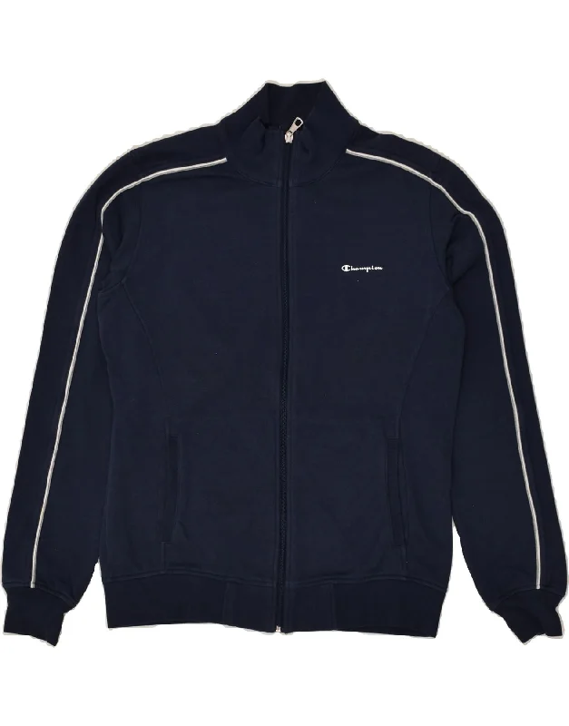 CHAMPION Womens Heritage Fit Tracksuit Top Jacket UK 16 Large Navy Blue Welt Pockets Slit Pockets Flap Pockets CHAMPION Womens Heritage Fit Tracksuit Top Jacket UK 16 Large Navy Blue Welt Pockets Slit Pockets Flap Pockets